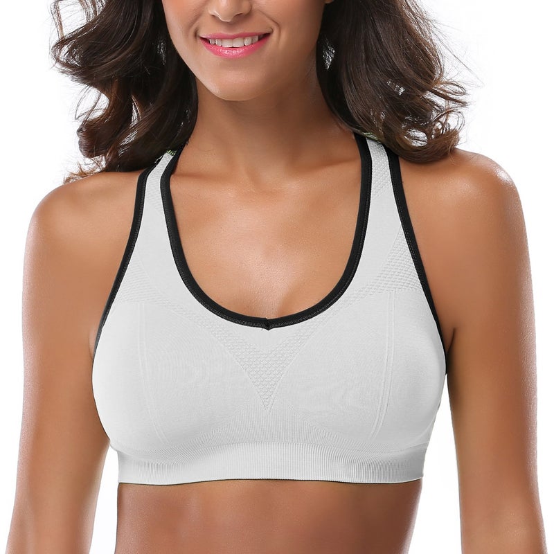 MIRITY Women Racerback Sports Bras - High Impact Workout Gym Activewear Bra,Black+dgrey+white,2XL Fit 38DD 40DD 42C 42D 42DD - Image 4